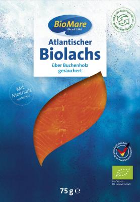 Atlantischer Biolachs, geräuchert, 75 gr Packung, Bio Mare