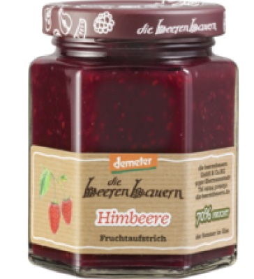 Fruchtaufstrich Himbeere, vegan, 200 gr Glas, die beerenbauern