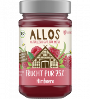 Fruchtaufstrich „Frucht Pur” Himbeere, vegan, 250 gr Glas, Allos