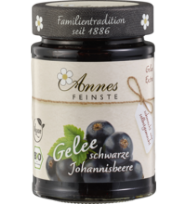 Gelee Schwarze Johannisbeere, vegan, 225 gr Glas, Annes Feinste