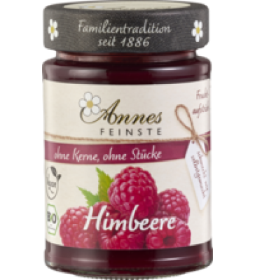 Fruchtaufstrich Himbeere, passiert, vegan, 210 gr Glas, Annes Feinste