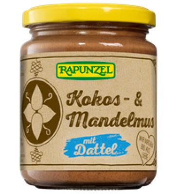 Kokos- & Mandelmus mit Dattel, vegan, 250 gr Glas, Rapunzel