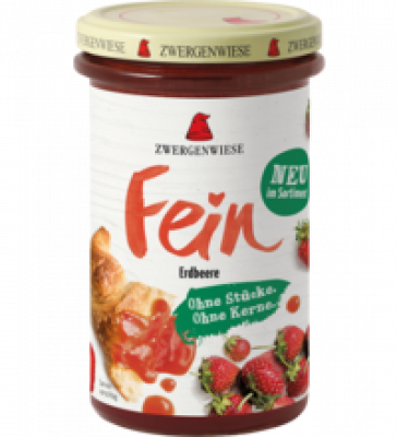 Fruchtaufstrich „Fein” Erdbeere, vegan, 280 gr Glas, Zwergenwiese