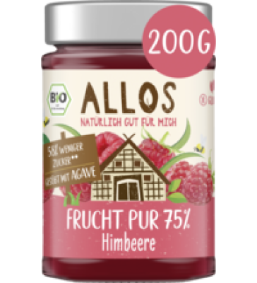 Frucht Pur 75% Himbeere, 200 g Glas, Allos