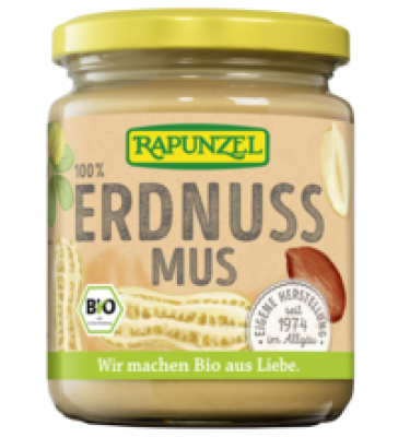 Erdnussmus fein, vegan, 250 gr Glas, Rapunzel