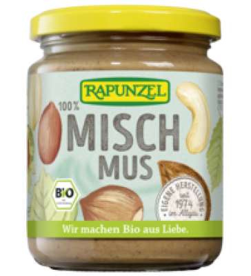 Mischmus 4 Nuts, vegan, 250 gr Glas, Rapunzel