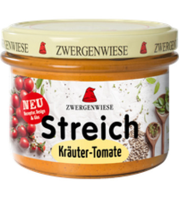 Brotaufstrich „Streich" Kräuter-Tomate, vegan, 180 gr Glas, Zwergenwiese