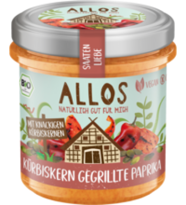 Brotaufstrich „Saatenliebe” - Kürbiskerne & gegrillte Paprika, vegan, 135 gr Glas, Allos