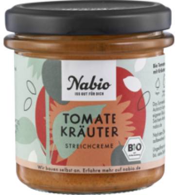 Streichcreme Tomate Kräuter, vegan, 135 gr Glas, Nabio