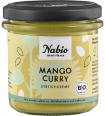 Streichcreme Mango Curry, vegan, 135 gr Glas, Nabio