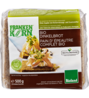 Dinkelbrot, geschnitten, vegan, 500 gr Packung, Frankenkorn