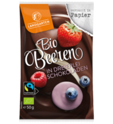 Beeren Mix in dreierlei Schokoladen, 50 gr Beutel, Landgarten