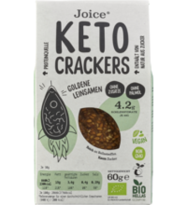 Keto-Crackers Goldleinsamen, vegan, 60 gr Packung, JFOODS SA