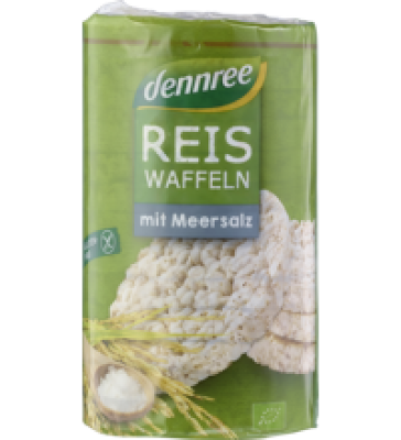 Reiswaffeln mit Meersalz, glutenfrei, vegan, 100 gr Packung, dennree