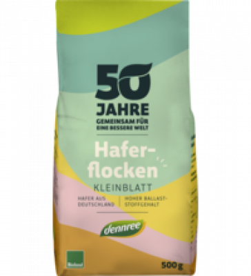 Haferflocken Kleinblatt, vegan, 500 gr Packung, dennree