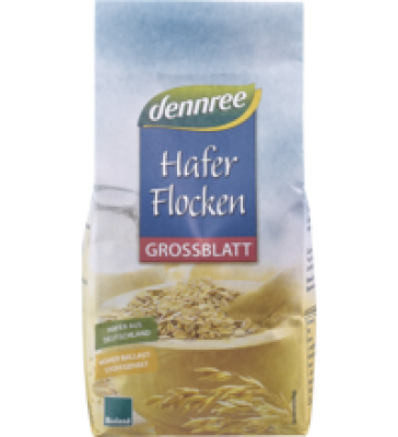 Haferflocken Großblatt, vegan, 500 gr Packung, dennree
