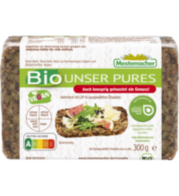 Brot „Unser Pures" Natur, geschnitten, vegan, 300 gr Packung, Mestemacher