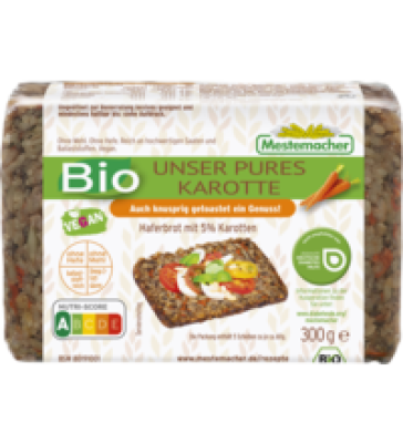Brot „Unser Pures" mit Karotten, geschnitten, vegan, 300 gr Packung, Mestemacher