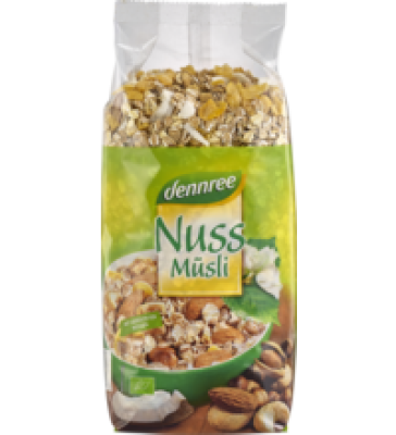 Nuss Müsli, vegan, 750 gr Packung, dennree