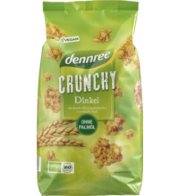 Dinkel Crunchy, vegan, 750 gr Packung, dennree