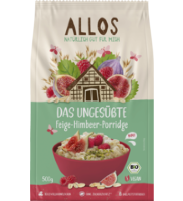 Der Ungesüßte Feige-Himbeer-Porridge, vegan, 500 gr Packung, Allos