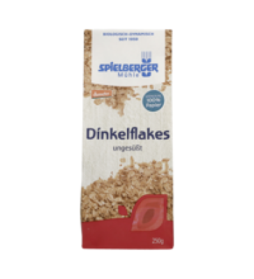 Dinkelflakes, vegan, 250 gr Packung, Spielberger