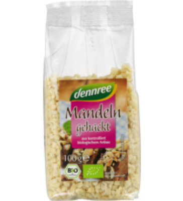 Mandeln, gehackt, vegan, 100 gr Packung, dennree
