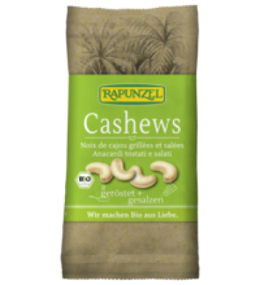 Cashews, geröstet, gesalzen, vegan, 50 gr Packung, Rapunzel
