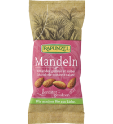 Mandeln, geröstet, gesalzen, vegan, 60 gr Packung, Rapunzel