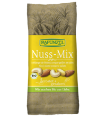 Nuss-Mix, geröstet, gesalzen, vegan, 60 gr Packung, Rapunzel