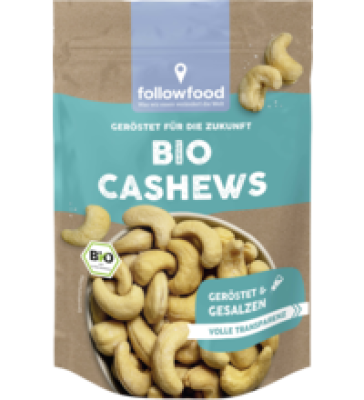 Cashewkerne, geröstet & gesalzen, vegan, 150 gr Packung, followfood