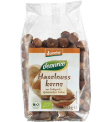 Haselnusskerne, vegan, 200 gr Packung, dennree