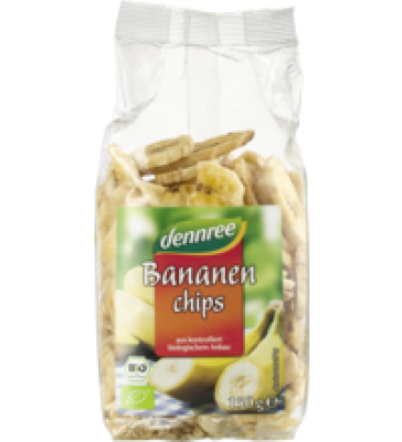 Bananenchips, geröstet & leicht gesüßt, 150 gr Packung, dennree