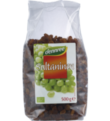 Sultaninen, vegan, 500 gr Packung, dennree