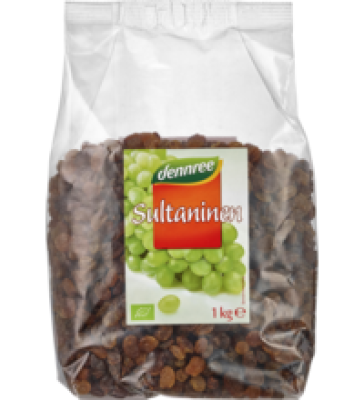 Sultaninen, geölt, vegan, 1 kg Packung, dennree