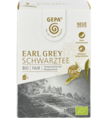 Schwarztee Earl Grey, vegan, 20 Btl Packung, Gepa
