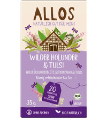 Kräutertee Wilder Holunder & Tulsi, vegan, 20 Btl Packung, Allos