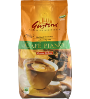 Café piano, ganze Bohne, vegan, 1 kg Packung, Gustoni