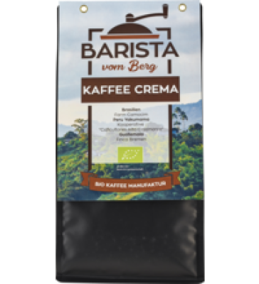 Kaffee Crema, ganze Bohne, vegan, 500 gr Packung, Barista vom Berg