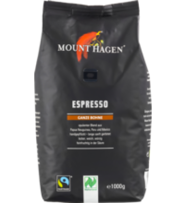 Espresso, ganze Bohne, vegan, 1 kg Packung, Mount Hagen
