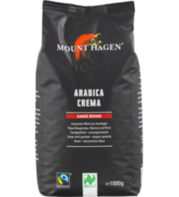 Röstkaffee „Arabica Crema”, ganze Bohne, vegan, 1 kg Packung, Mount Hagen