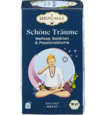 Ayurvedischer Tee „Schöne Träume” - Melisse, Baldrian & Passionsblume, vegan, 16 Btl Packung, Shoti Maa