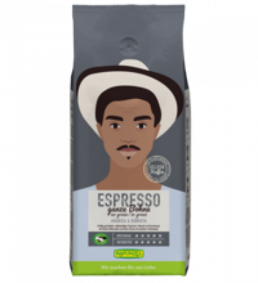 Heldenkaffee Espresso, ganze Bohne HIH, 1 kg Packung, Rapunzel
