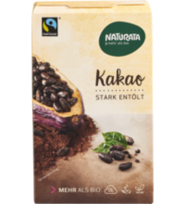 Kakaopulver, stark entölt, vegan, 125 gr Packung, Naturata