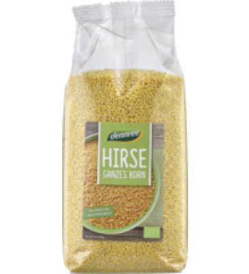 Hirse, ganzes Korn, vegan, 1 kg Packung, dennree