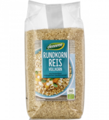 Rundkornreis, Vollkorn, vegan, 1 kg Packung, dennree