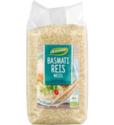 Basmatireis, weiß, vegan, 1 kg Packung, dennree