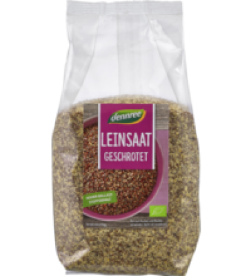 Leinsaat, geschrotet, vegan, 400 gr Packung, dennree