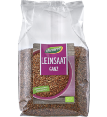 Leinsaat, ganz, vegan, 500 gr Packung, dennree
