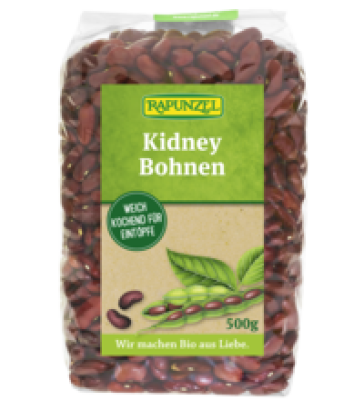 Rote Kidney Bohnen, vegan, 500 gr Packung, Rapunzel